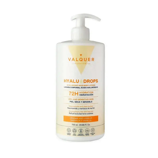 Valquer Hyaludrops Telový krém s vôňou pomaranča a vanilky, 72-hodinová hydratácia, 700 ml