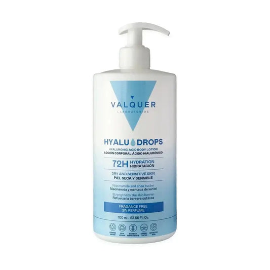 Valquer Hyaludrops Telový krém bez parfumácie, 72-hodinová hydratácia, 700 ml