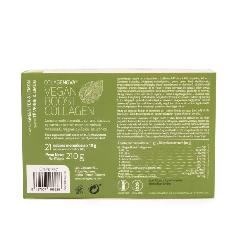 Colagenova Vegan Boost Zelený čaj + citrón, 21 vrecúšok 