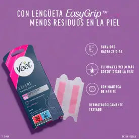 Veet Expert – depilačné pásiky so studeným voskom na tvár s bambuckým maslom, 16 pásikov