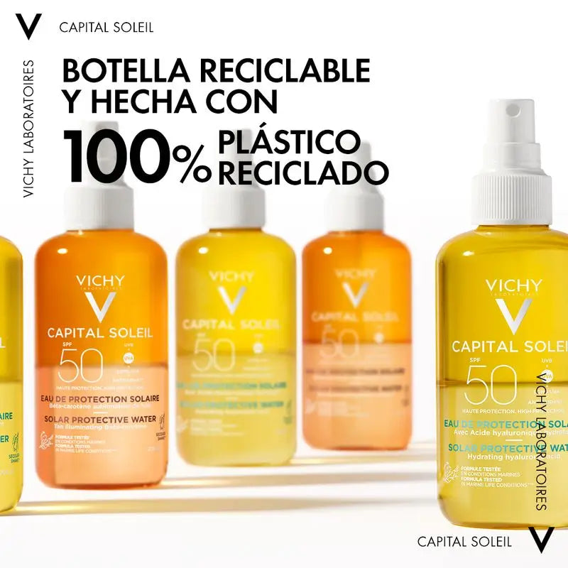Vichy Capital Soleil Ochranná slnečná voda SPF 50 pre žiarivý vzhľad, 200 ml