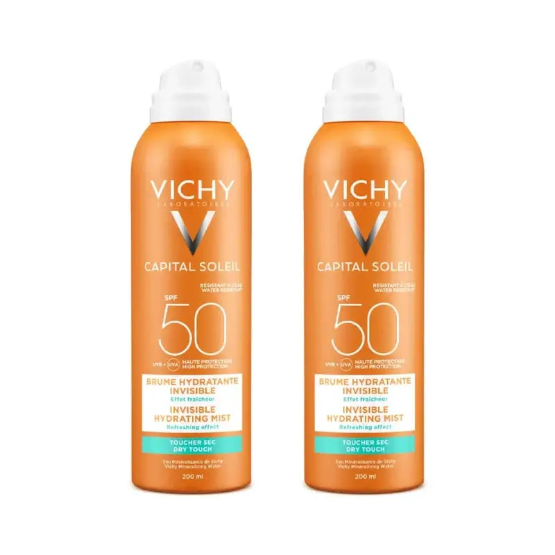 Vichy Capital Soleil Neviditeľná hydratačná hmla SPF 50, 2 × 200 ml 