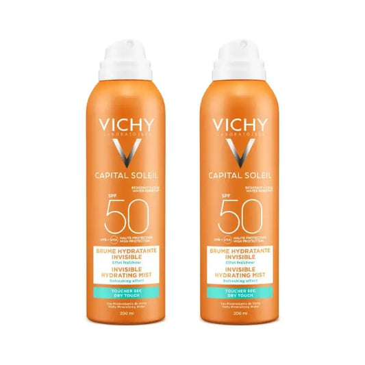 Vichy Capital Soleil Neviditeľná hydratačná hmla SPF 50, 2 × 200 ml 