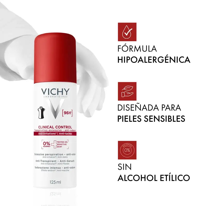 Vichy Clinical Control 96h Antiperspirant v spreji pre ženy, 125 ml