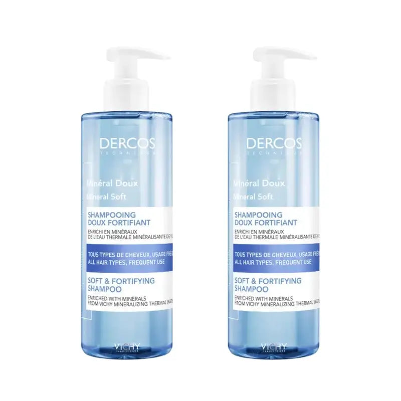 Vichy Dercos Technique Frequent Use Mineral Shampoo, 2X400Ml