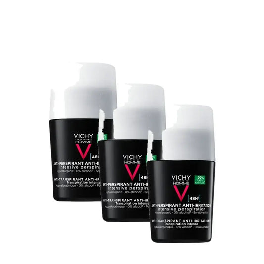 Vichy Homme Dezodorant 48H pre citlivú pokožku, roll-on, 50 ml, balenie po 3 ks