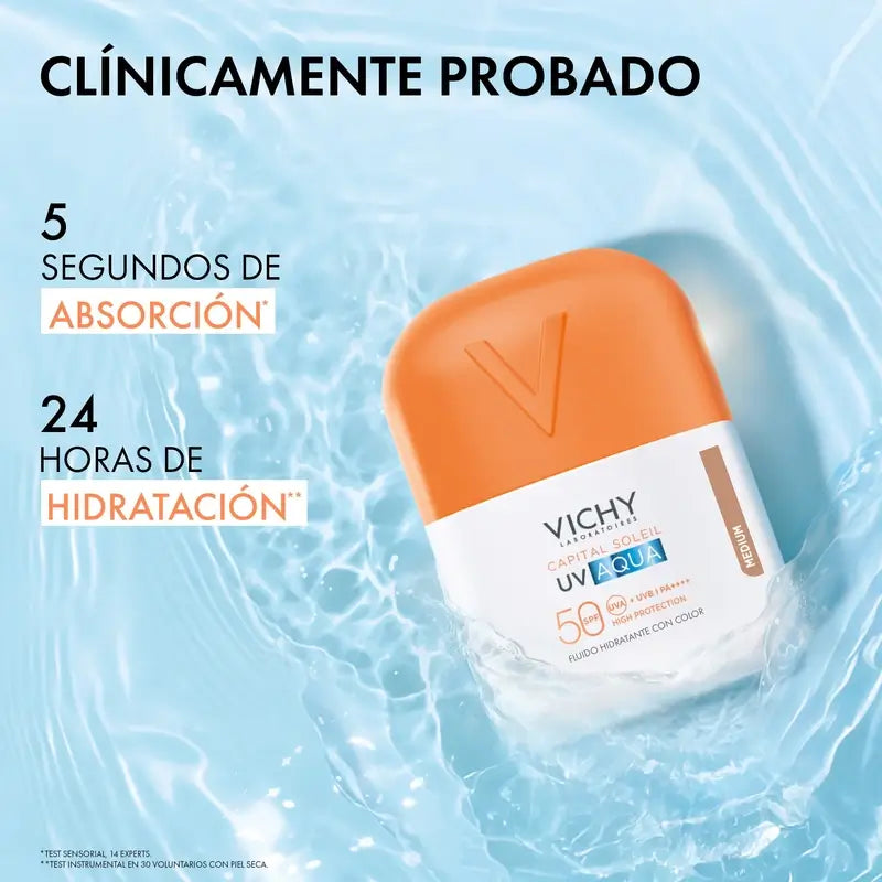 Vichy Solar UV Aqua Hydrating Fluid SPF 50, stredný odtieň, 50 ml