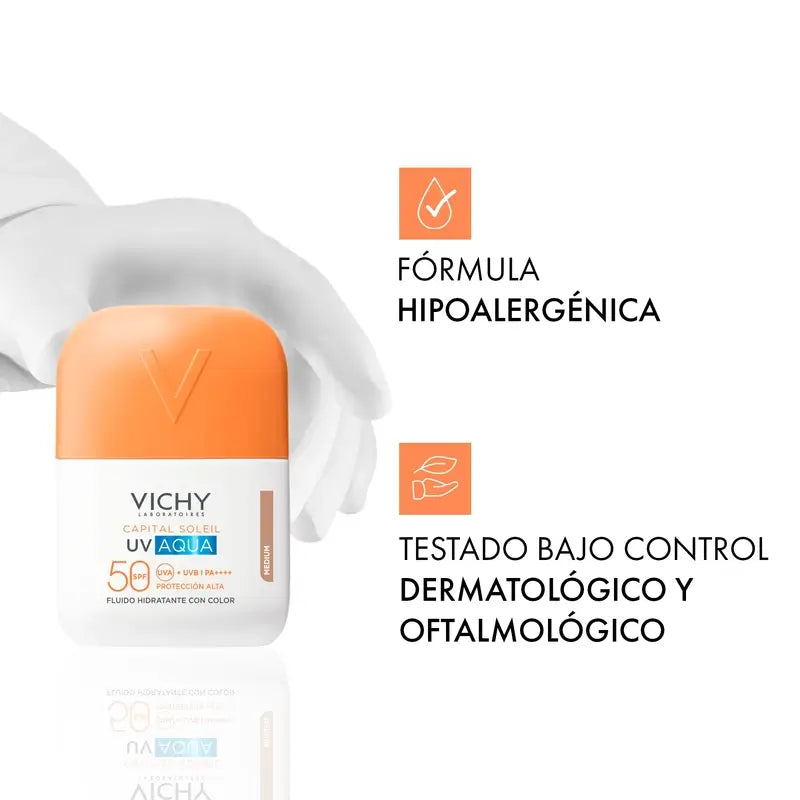 Vichy Solar UV Aqua Hydrating Fluid SPF 50, stredný odtieň, 50 ml