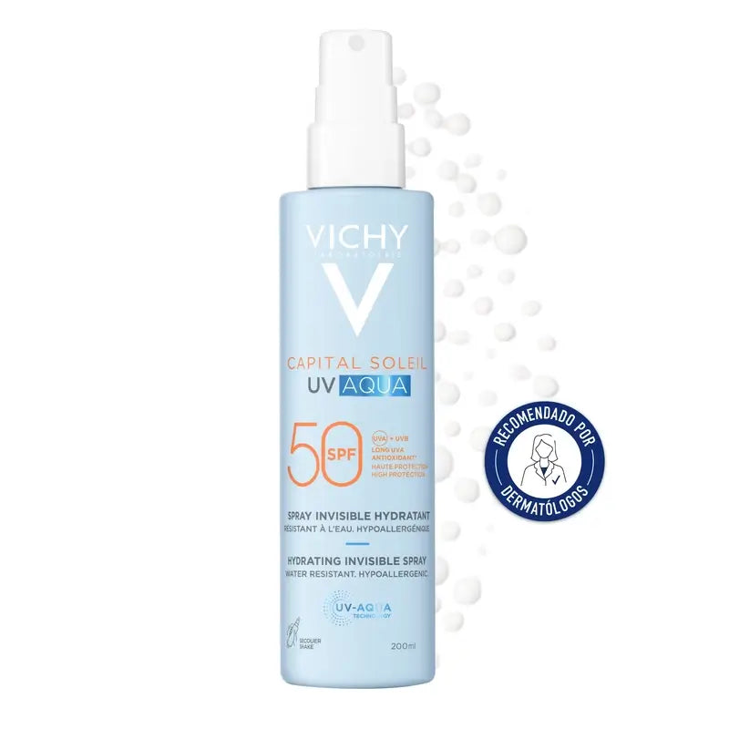 Vichy Solar UV Aqua Hydratačný neviditeľný sprej SPF 50, 200 ml