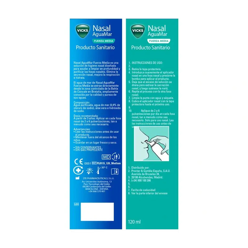 Vicks Nasal Aguamar stredná sila, 120 ml