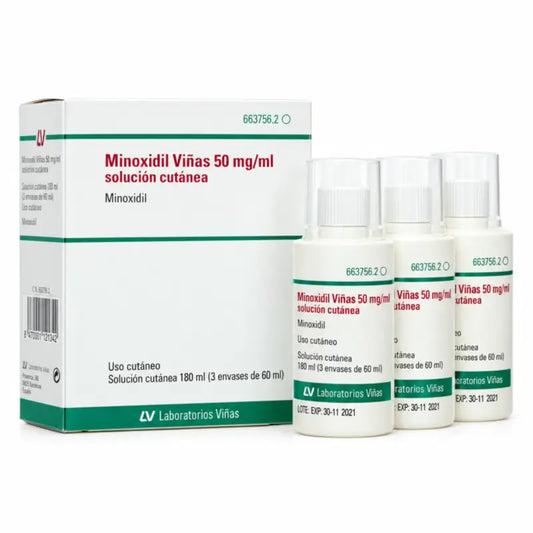 Minoxidil Viñas 50 mg/ml kožný roztok, 3 fľaše po 60 ml