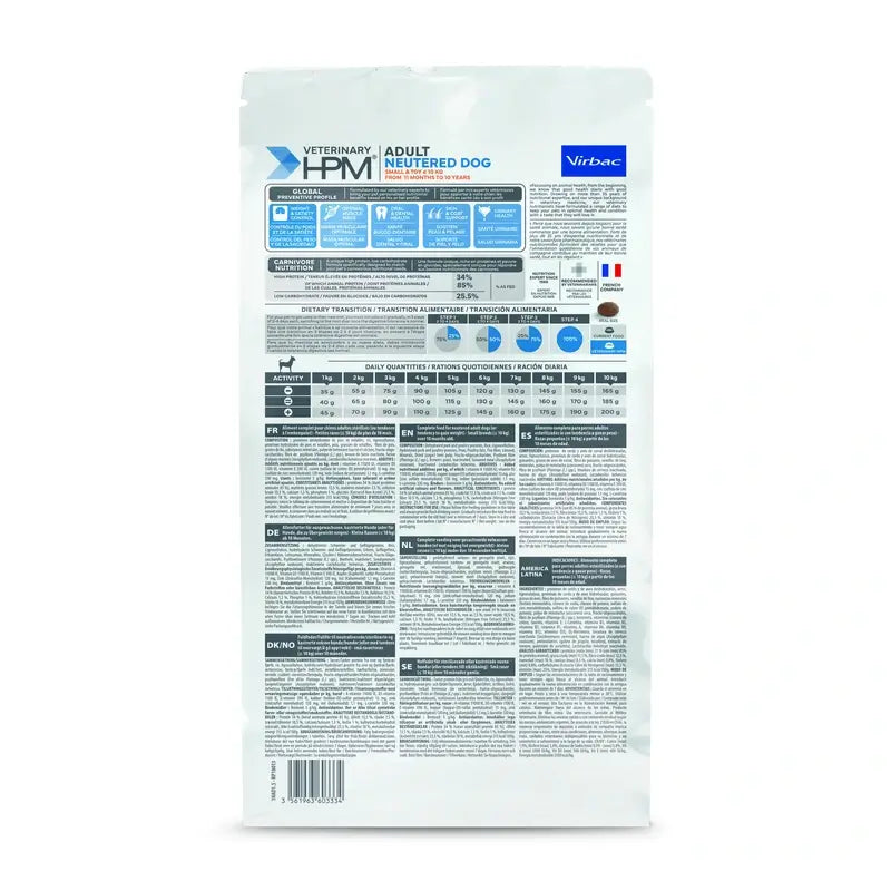Virbac Hpm Adult Dog Neutered Small & Toy 1,5 kg, krmivo pre psov