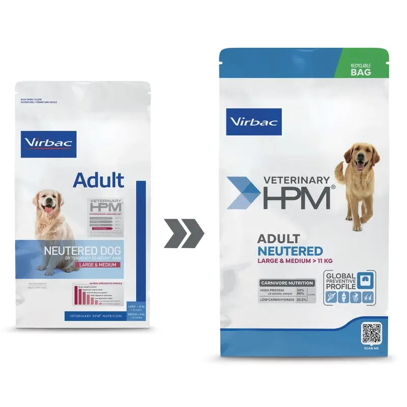 Virbac Hpm Canine Adult Neutered Large Medium 3 kg, krmivo pre psov