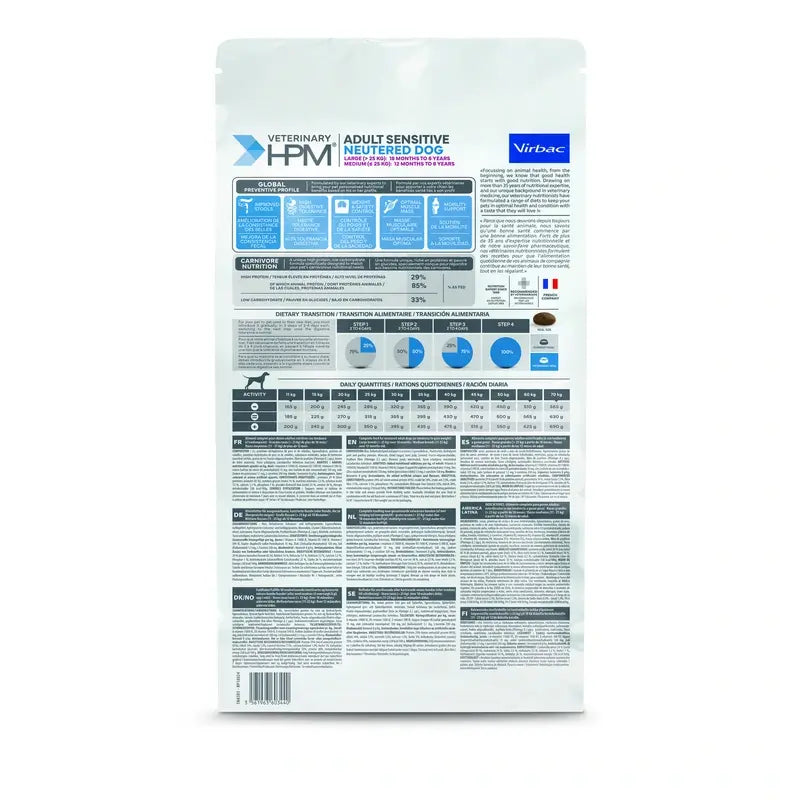 Virbac Hpm Canine Sensitive Digest Neutered Large Med. 3 kg, krmivo pre psov