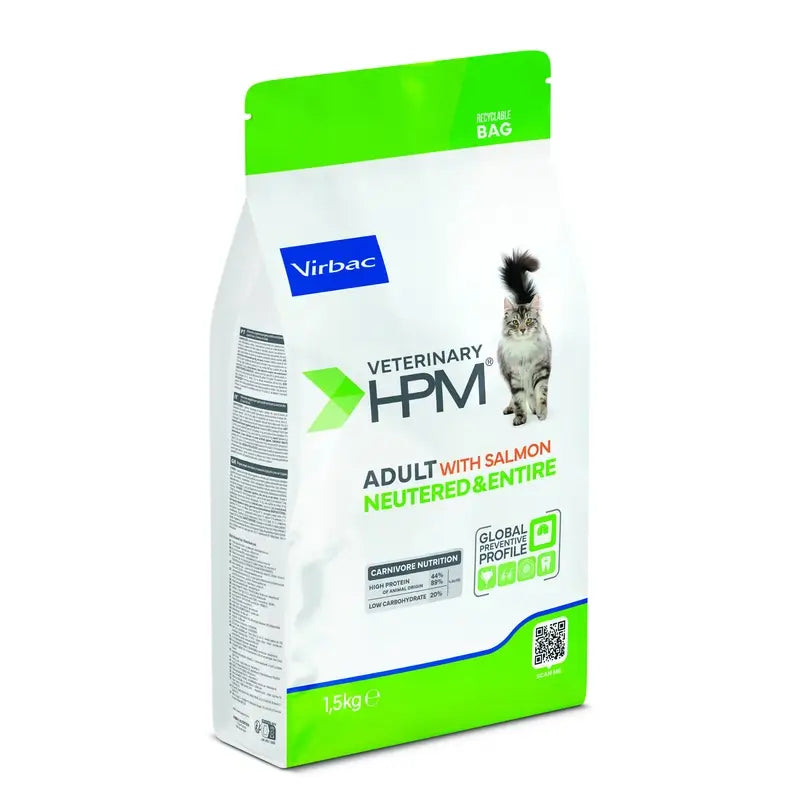 Virbac Hpm Adult Salmon Neutered & Entire Krmivo pre mačky 1,5 kg, mačacie krmivo