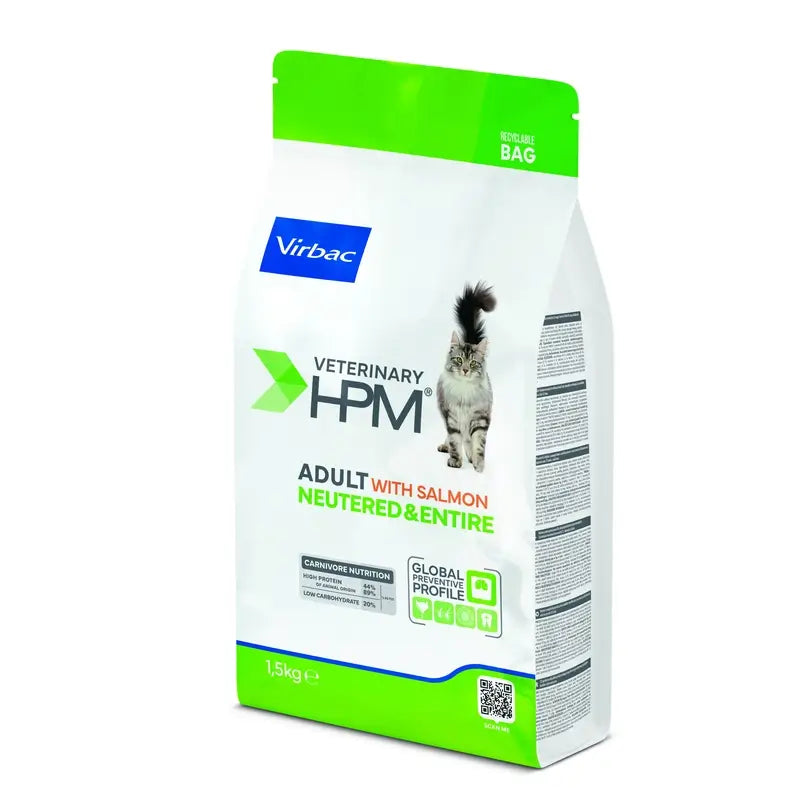 Virbac Hpm Adult Salmon Neutered & Entire Krmivo pre mačky 1,5 kg, mačacie krmivo