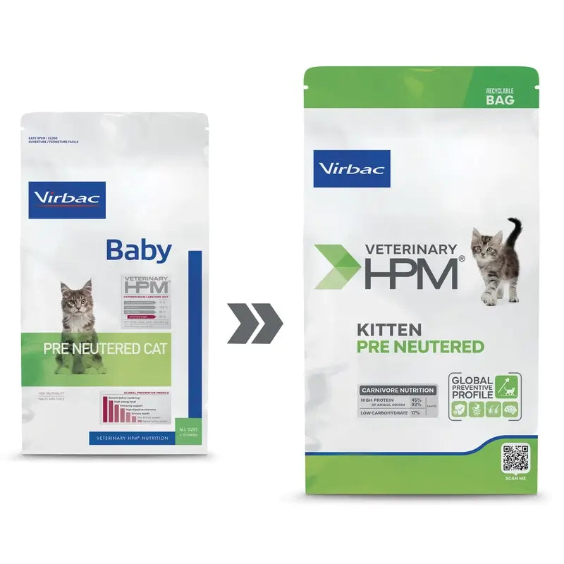 Virbac Veterinary HPM Kitten Pre Neutered Cat, 400 g, krmivo pre mačky