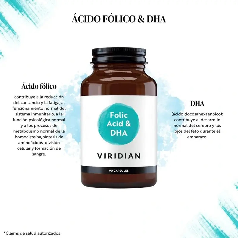 Viridian Kyselina listová 400 µg s DHA, 90 vegetariánskych kapsúl 
