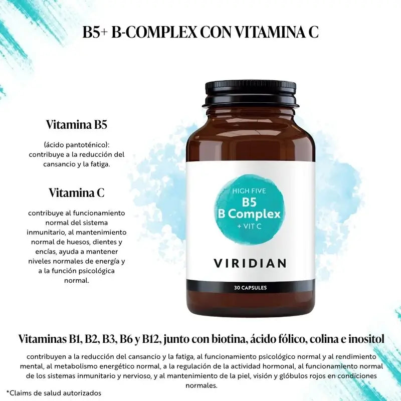 Viridian High Five B Complex s askorbátom horečnatým, 30 vegetariánskych kapsúl 