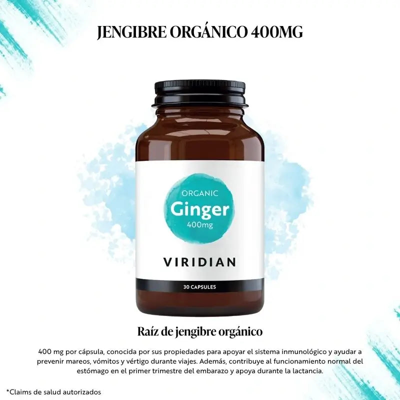 Viridian Zázvorový koreň 400 mg, 30 vegetariánskych kapsúl. 