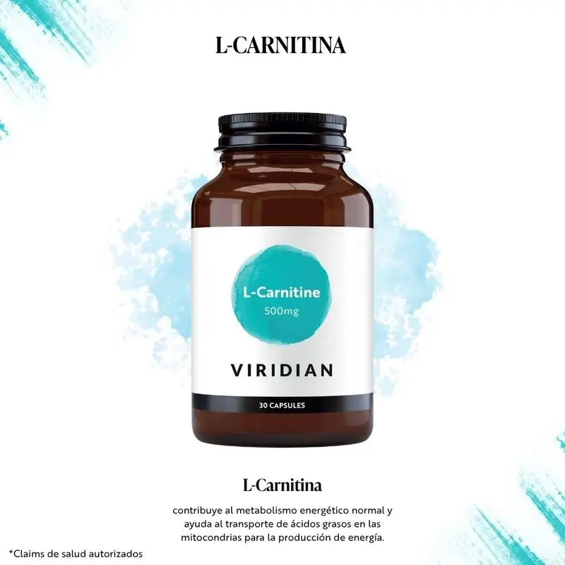 Viridian L-karnitín 500 mg, 30 vegetariánskych kapsúl 