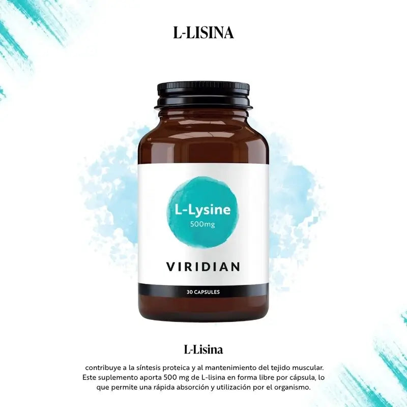 Viridian L-lyzín 500 mg, 30 kapsúl. 