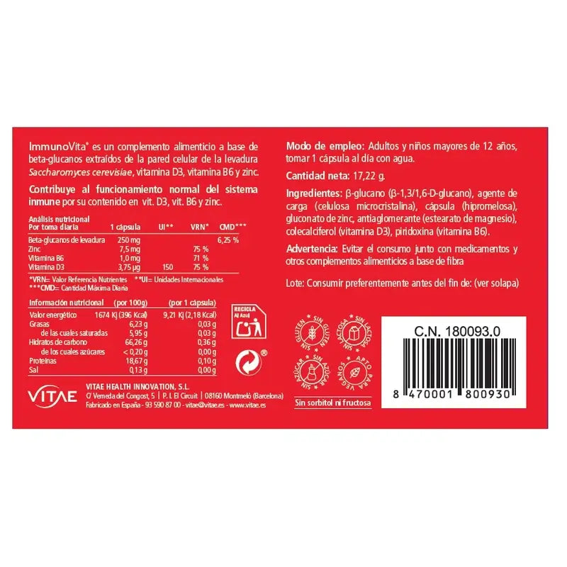 Immunovita 30 kapsúl – s vitamínom D3 a betaglukánmi