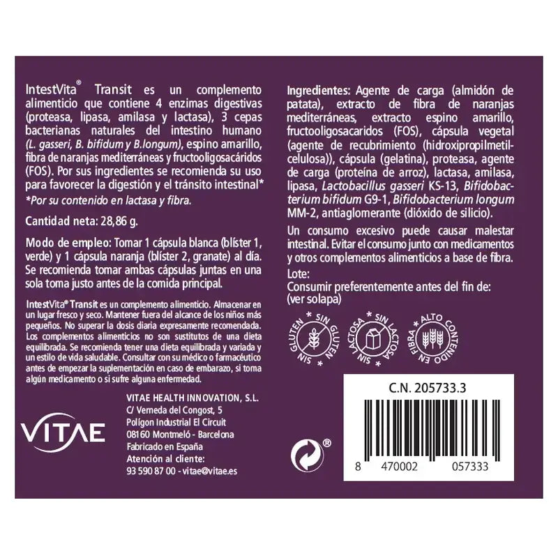 IntestVita Transit 60 kapsúl – s vlákninou a probiotikami