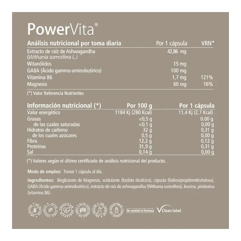 PowerVita 60 kapsúl – s ashwagandhou, horčíkom a GABA