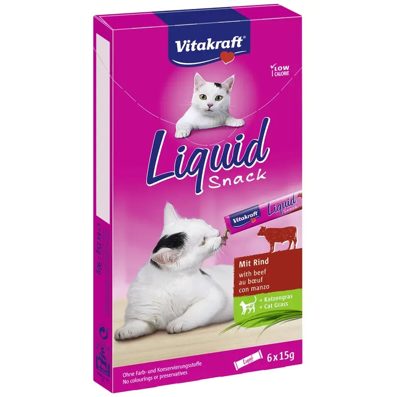 Vitakraft Cat Liquid Snack – teľacie mäso s omega, 11 x 6 kusov