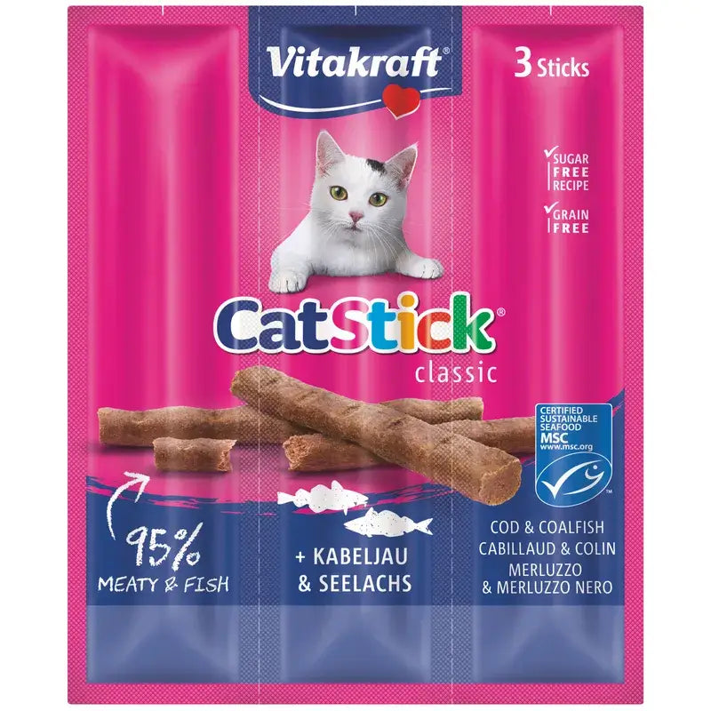 Vitakraft Cat Stick Mini – treska a tuniak, 20x3 kusy