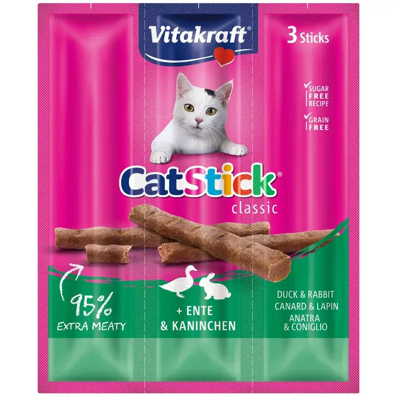 Vitakraft Cat Stick Mini – kačica a králik, 20x3 kusy