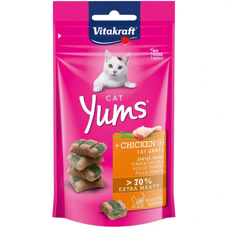 Vitakraft Cat Yums – kuracie mäso a tráva pre mačky, 9 x 40 g