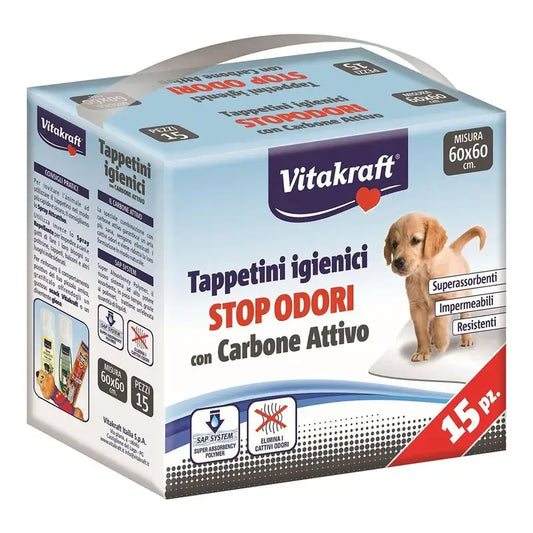 Vitakraft Absorbčné vložky do toalety s aktívnym uhlíkom, 15 kusov