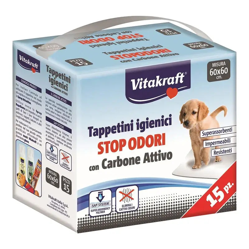 Vitakraft Absorbčné vložky do toalety s aktívnym uhlíkom, 15 kusov