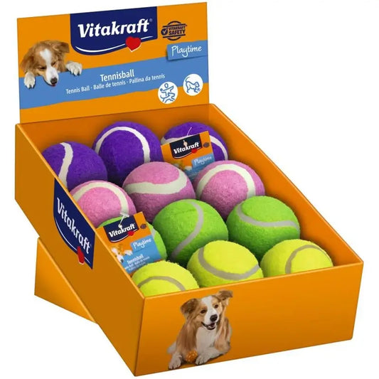 Vitakraft Tenisová loptička – zmiešaný výber pre psov, 12 kusov