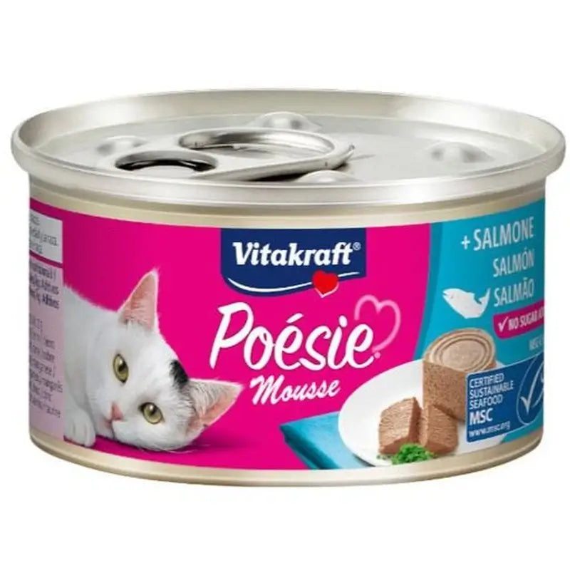 Vitakraft Poesie Mousse – losos, plechovka 12 × 85 gramov