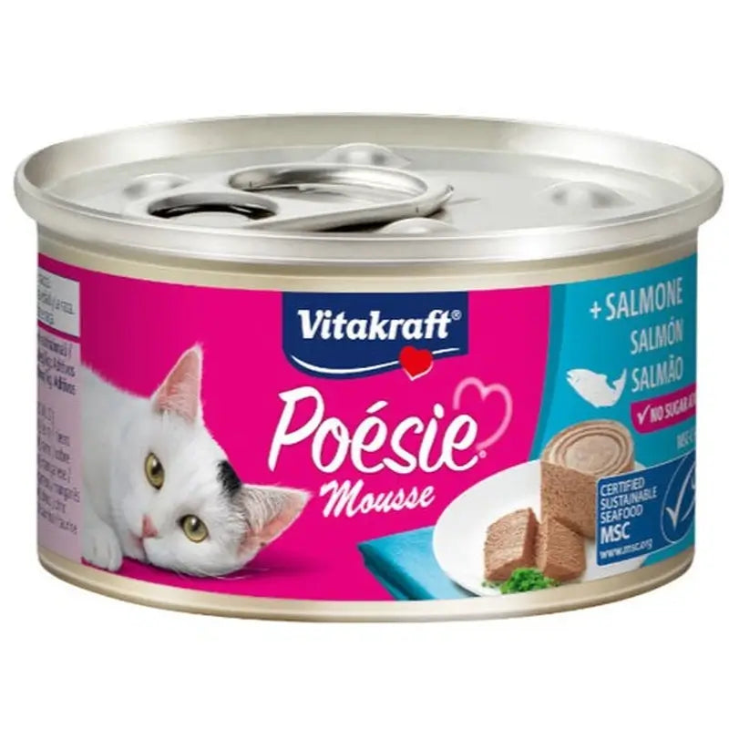 Vitakraft Poesie Mousse – losos, plechovka 12 × 85 gramov
