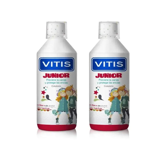 Vitis Junior ústna voda, 2 × 500 ml, príchuť Tutti Frutti 