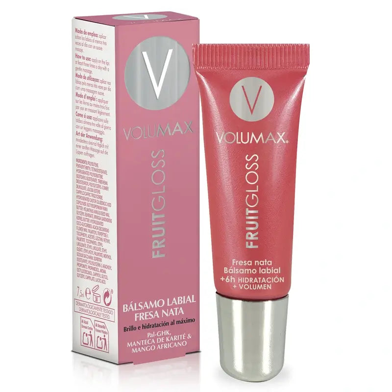 Volumax Fruitgloss Jahoda so smotanou – hydratačný balzam na pery 7,5 ml.