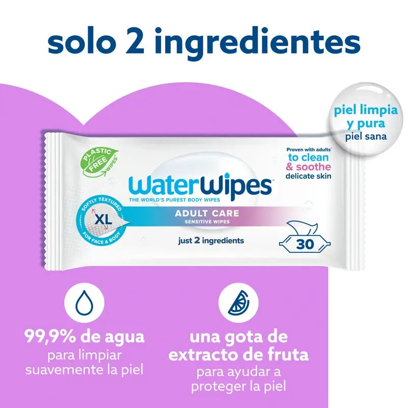 Waterwipes vlhčené utierky pre dospelých, 30 kusov