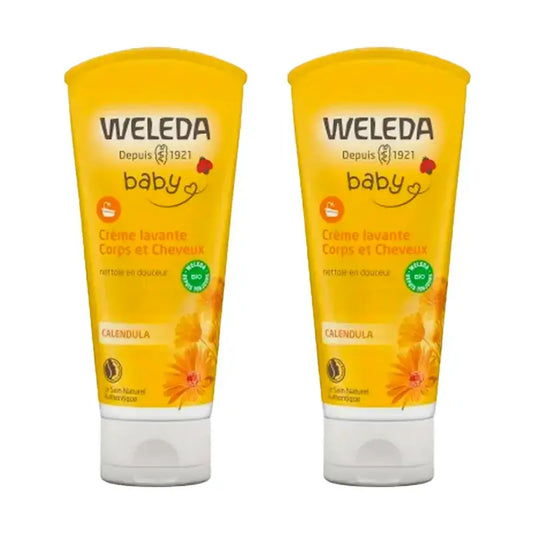 Weleda detský šampón a sprchový gél s nechtíkom, 2 x 200 ml