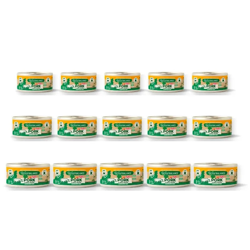 Wild Balance – konzerva pre mačky s bravčovým mäsom podľa filozofie BARF, 120 g, balenie po 15 kusoch