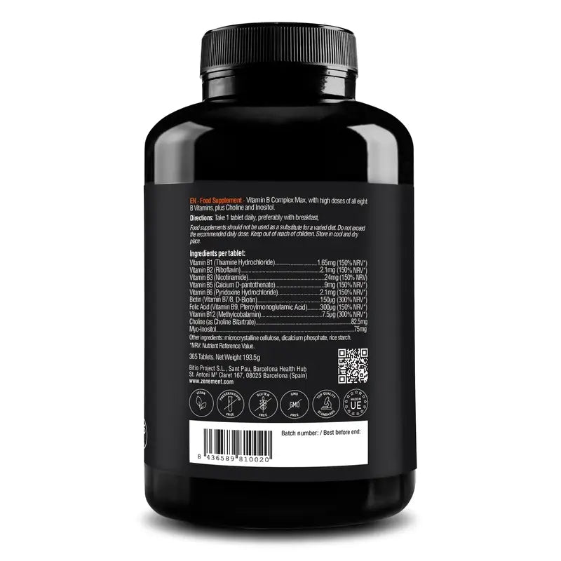 Zenement Vitamínový komplex B Max, 365 vegánskych tabliet