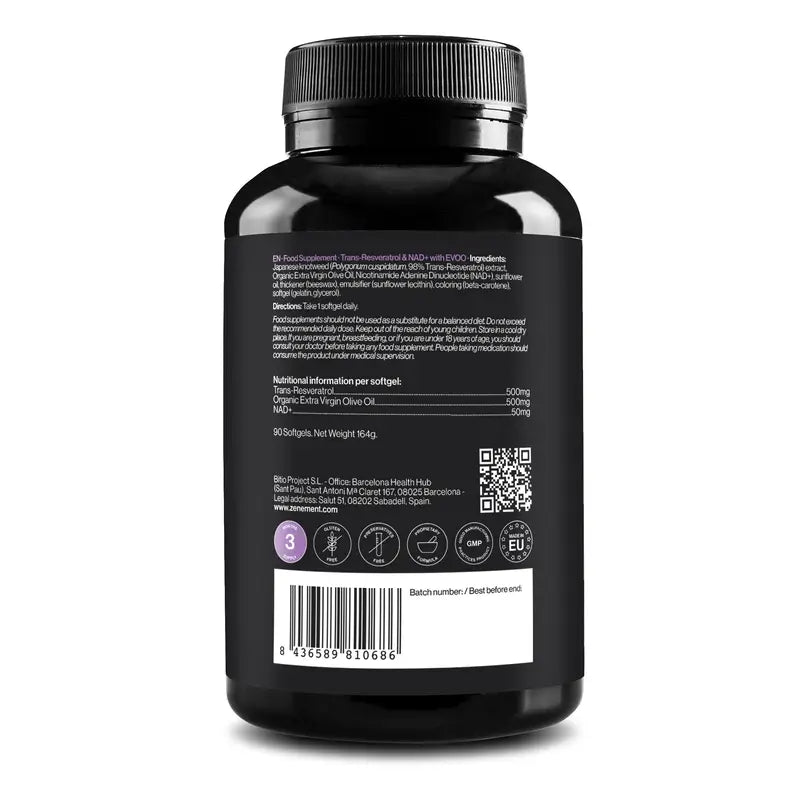 Zenement Trans-Resveratrol & Na+ s olivovým olejom, 90 mäkkých kapsúl