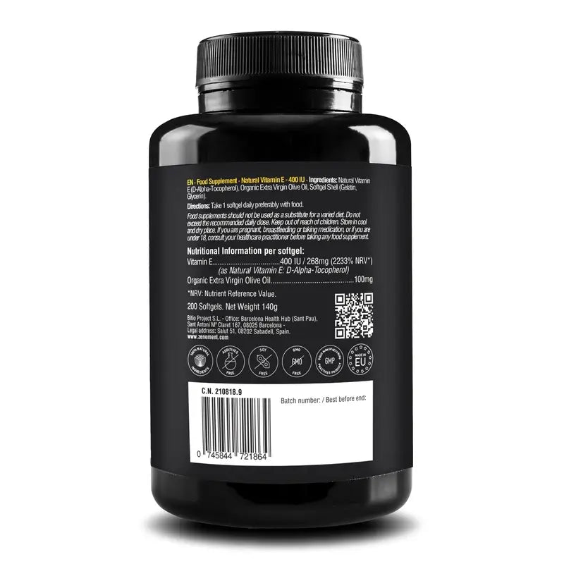 Zenement Prírodný vitamín E 400 IU, 200 mäkkých kapsúl