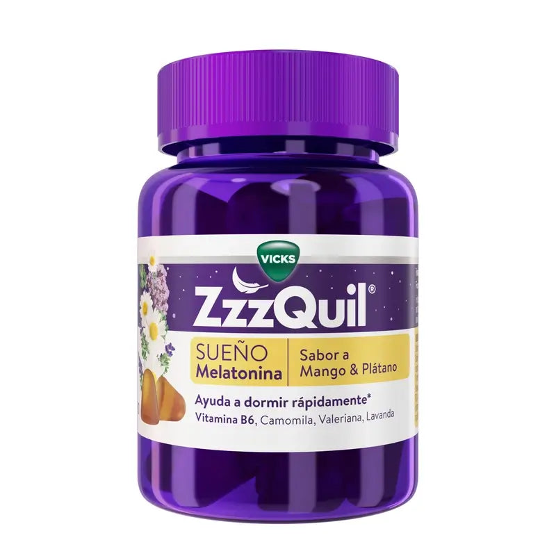 ZzzQuil s príchuťou manga, banánu a valeriány, 30 gumených cukríkov